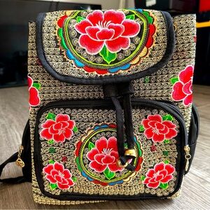 Floral Embroidered Backpack 🎒